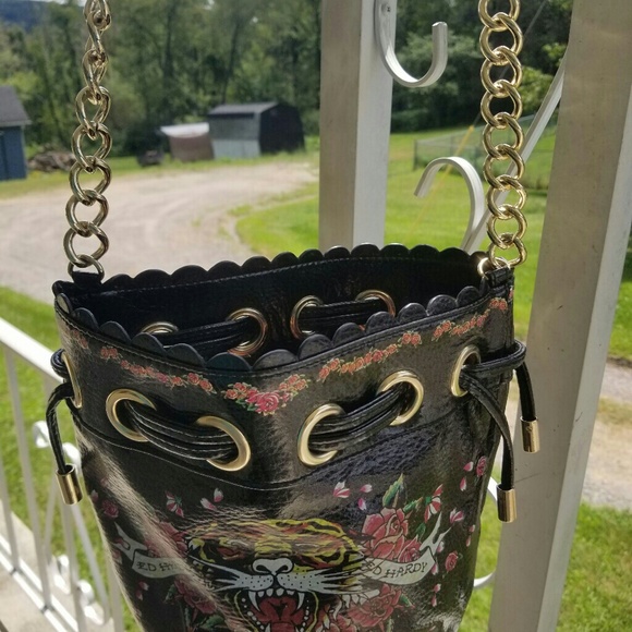Ed Hardy Purse Tiger Chain Detail New Without Tags - Picture 2 of 8